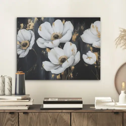 Bloemen - Wit - Abstract PET vilt klein -sfeer1