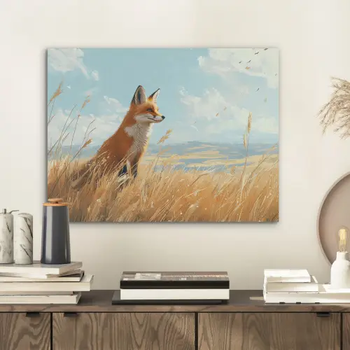 Vos - Gras - Wolken - Oranje PET vilt klein -sfeer1