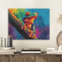 Kikker - Felgekleurd - Tak - Regenboog PET vilt klein -sfeer1