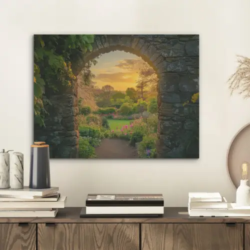 Poort - Planten - Zonsondergang PET vilt klein -sfeer1