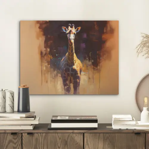 Giraf - Bruin - Abstract - Geschilderd PET vilt klein -sfeer1