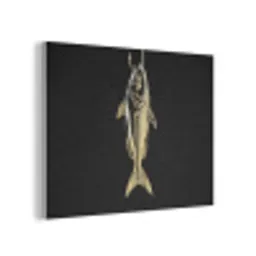 Goud - Vis - Haak - Zwart PET vilt klein -3d