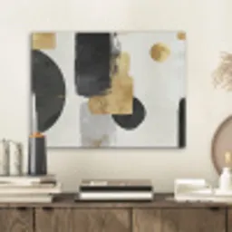 Goud - Rechthoeken - Cirkels - Abstract PET vilt klein -sfeer1