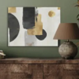 Goud - Rechthoeken - Cirkels - Abstract PET vilt klein -sfeer2