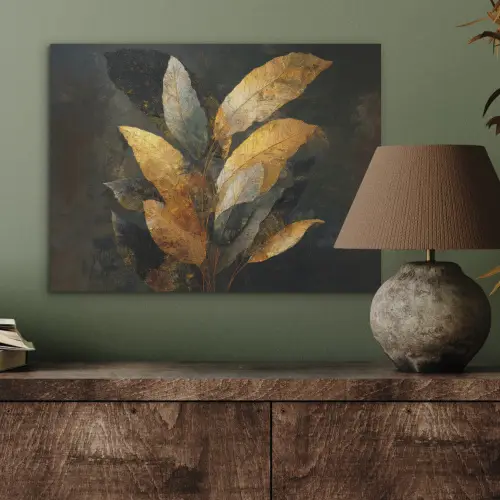 Gouden Bladcompositie – Botanische Luxe PET vilt klein -sfeer2