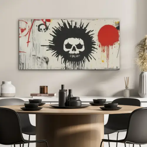 Graffiti - Schedel - Abstract - Rood PET vilt middel -sfeer1