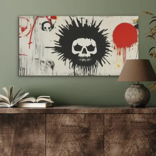 Graffiti - Schedel - Abstract - Rood PET vilt middel -sfeer2