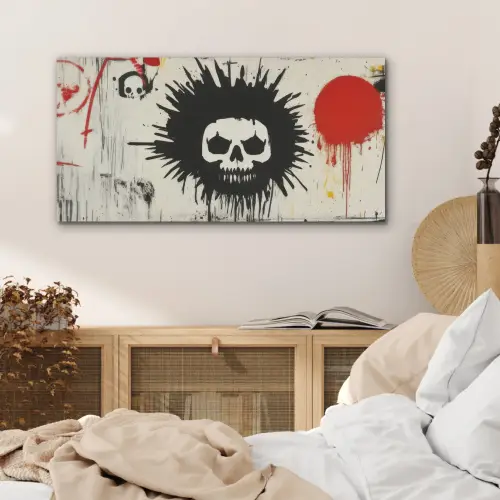 Graffiti - Schedel - Abstract - Rood PET vilt middel -sfeer3
