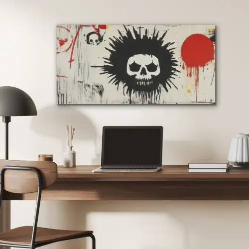 Graffiti - Schedel - Abstract - Rood PET vilt middel -sfeer5