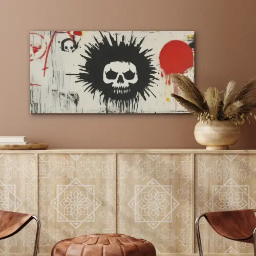 Graffiti - Schedel - Abstract - Rood PET vilt middel -sfeer4