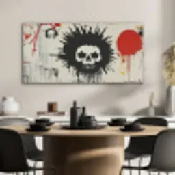 Graffiti - Schedel - Abstract - Rood PET vilt middel -sfeer1