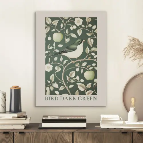 Groen - Vogel - Bloemen PET vilt klein -sfeer1