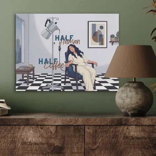 Half human, Half Coffee - Infuus - Koffie PET vilt klein -sfeer2