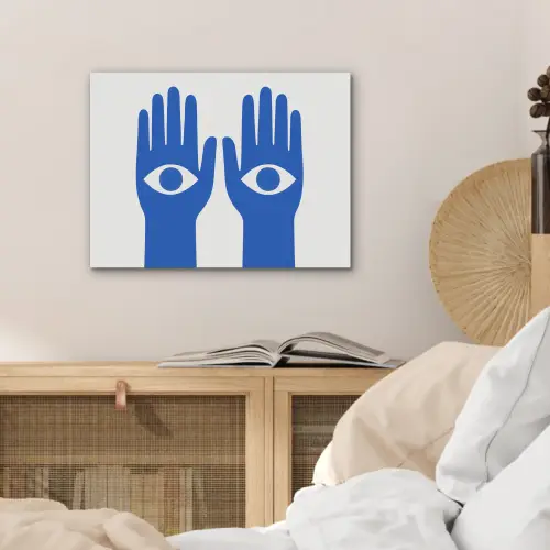 Handen - Twee - Ogen - Blauw PET vilt klein -sfeer3