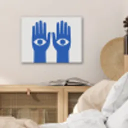 Handen - Twee - Ogen - Blauw PET vilt klein -sfeer3