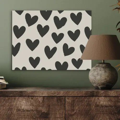 Hartjes - Zwart - Beige PET vilt klein -sfeer2