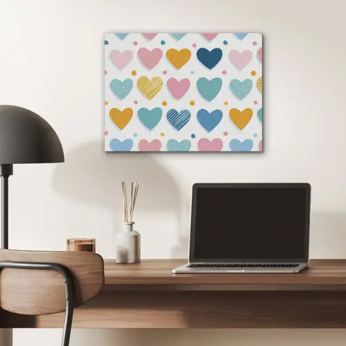 Hartjes - Pastel - Kleurcontrast - Handgetekend PET vilt klein -sfeer5