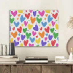 Hartjes - Krasserige textuur - Kleurrijk - Expressief PET vilt klein -sfeer1