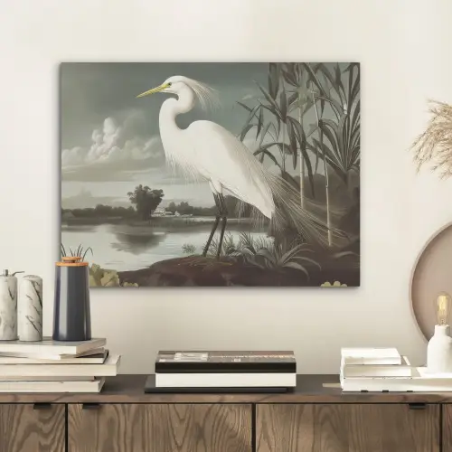 Reiger - Planten - Wolken - Wit PET vilt klein -sfeer1