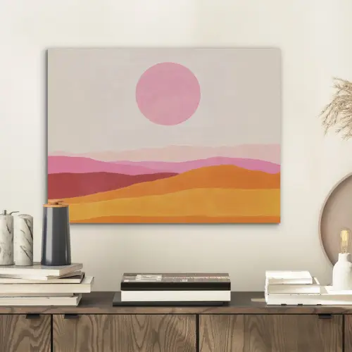 Heuvels - Oranje - Zon - Abstract PET vilt klein -sfeer1