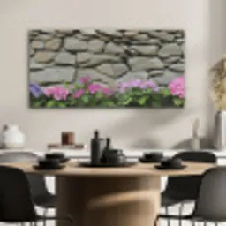 Hortensia’s - Stenen - Muur - Bloemen PET vilt middel -sfeer1