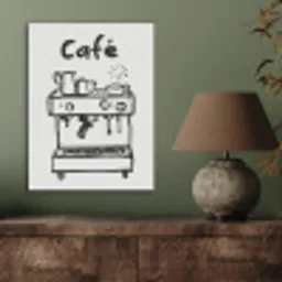 Illustratie - Café - Koffiemachine - Kopjes PET vilt klein -sfeer2
