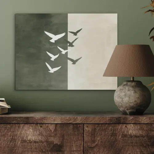 Japandi - Vogel - Groen PET vilt klein -sfeer2