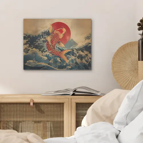 Koi - Zee - Golven - Zon PET vilt klein -sfeer3