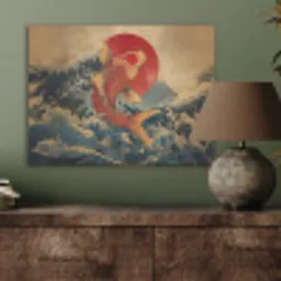 Koi - Zee - Golven - Zon PET vilt klein -sfeer2