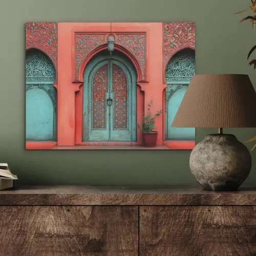 Lantaarn - Deur - Turquoise PET vilt klein -sfeer2