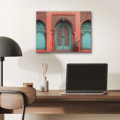Lantaarn - Deur - Turquoise PET vilt klein -sfeer5