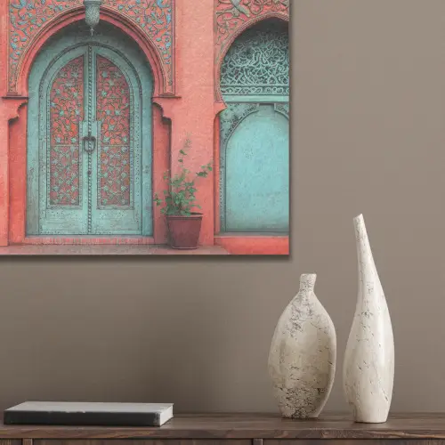 Lantaarn - Deur - Turquoise PET vilt klein -sfeer6_closeup
