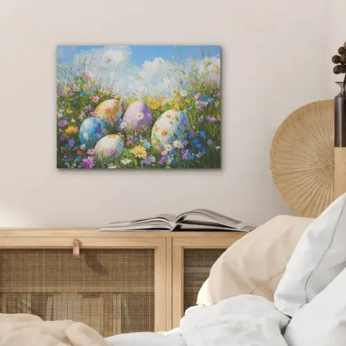 Grasveld - Eieren - Bloemen PET vilt klein -sfeer3