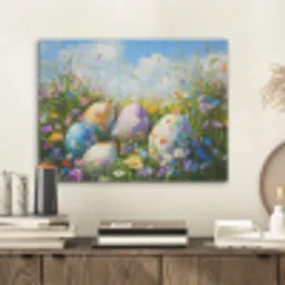 Grasveld - Eieren - Bloemen PET vilt klein -sfeer1