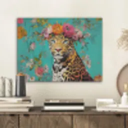 Luipaard - Bloemen - Kroon PET vilt klein -sfeer1
