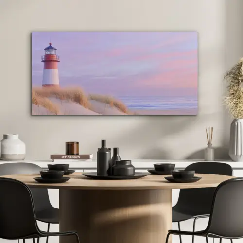 Vuurtoren - Duinen - Zonsondergang PET vilt middel -sfeer1