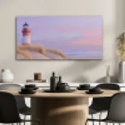 Vuurtoren - Duinen - Zonsondergang PET vilt middel -sfeer1