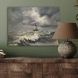 Vuurtoren - Golven - Storm PET vilt klein -sfeer2