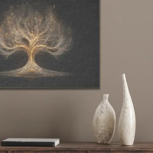 Lichtjes - Boom - Abstract - Zwart PET vilt klein -sfeer6_closeup