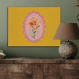 Lelie - Oranje - Lijst - Ovaal PET vilt klein -sfeer2