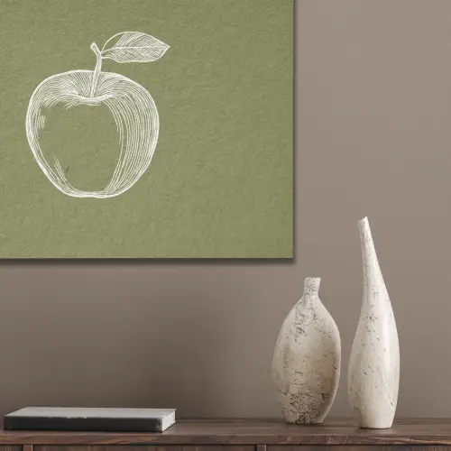 Lijntekening - Appel - Olijfgroen - Blaadje PET vilt klein -sfeer6_closeup