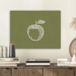 Lijntekening - Appel - Olijfgroen - Blaadje PET vilt klein -sfeer1
