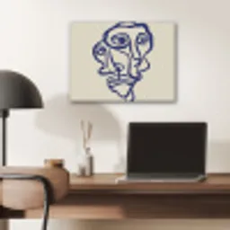 Lijntekening - Overlappende gezichten - Donkerblauw PET vilt klein -sfeer5