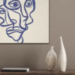 Lijntekening - Overlappende gezichten - Donkerblauw PET vilt klein -sfeer6_closeup