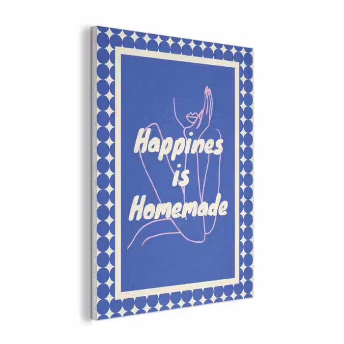 Lijntekening - Vrouw - Quote - Blauw PET vilt klein -3d