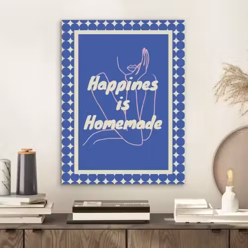 Lijntekening - Vrouw - Quote - Blauw PET vilt klein -sfeer1