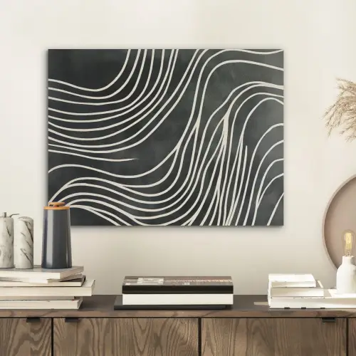 Lijnen - Patroon - Abstract - Wit PET vilt klein -sfeer1