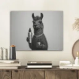 Lama - Flessen - Zwart - Wit PET vilt klein -sfeer1