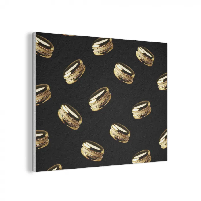 Macarons - Patroon - Goud - Zwart PET vilt klein -3d