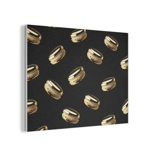 Macarons - Patroon - Goud - Zwart PET vilt klein -3d